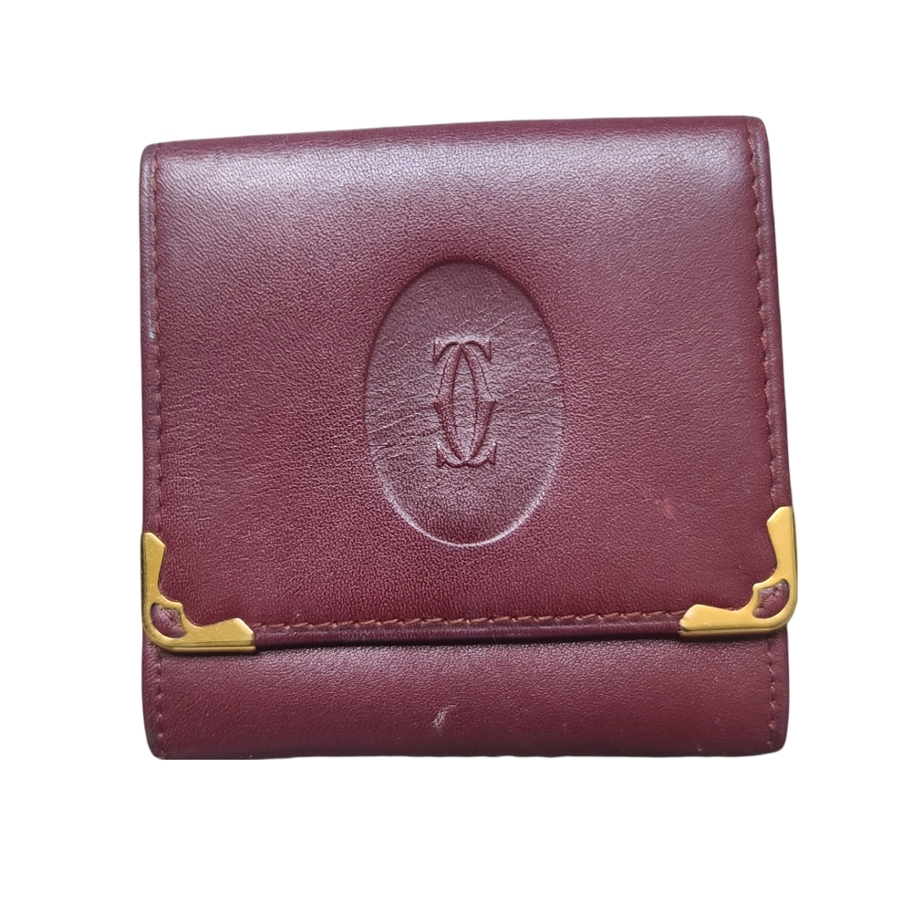 Cartier Vintage Leather Burgundy Coin Case
